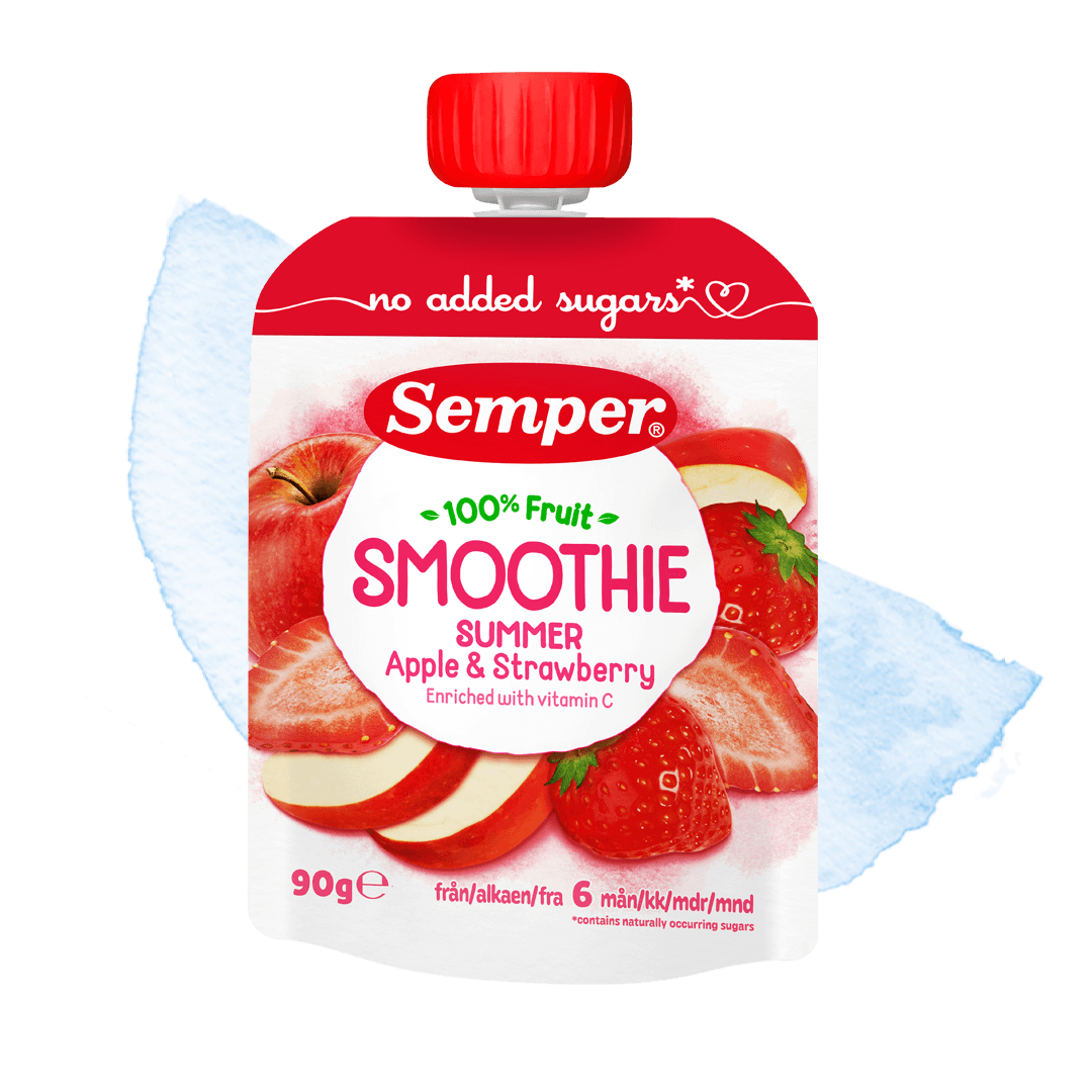 Smoothie sommar omenaa ja mansikkaa 6kk - Semper